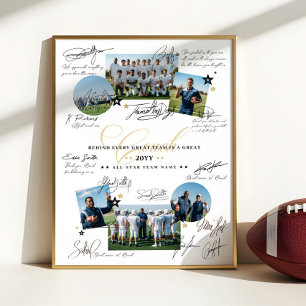 Coach Appreciation Collage Football Team Signature Poster