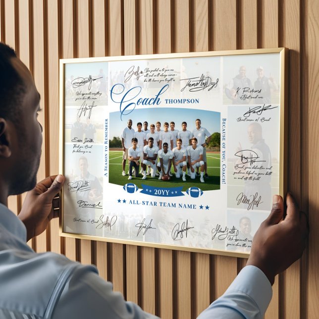 Coach Appreciation Collage Football Team Signature Poster (Coach Appreciation Collage Football Team Signature Poster)