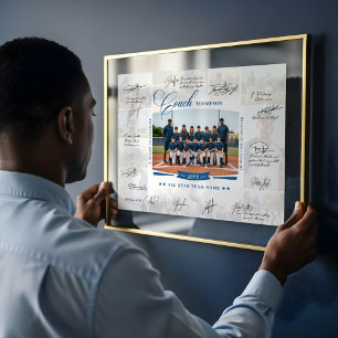 Coach Appreciation Photo Collage Team Signature Poster