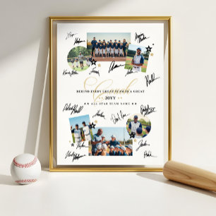 Coach Appreciation Photo Collage Team Signature Poster