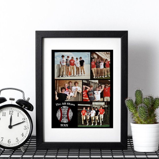 Coach baseball Photo Collage Name Team # Poster (Creator Uploaded)