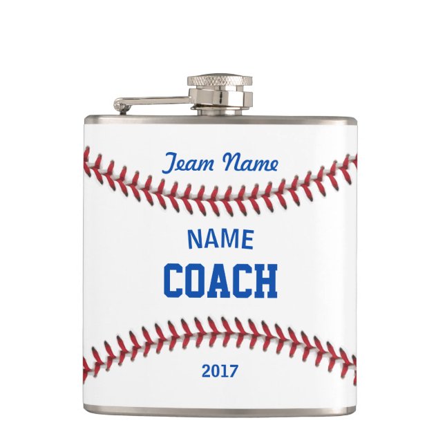 Coach Baseball Sport Hip Flask (Front)
