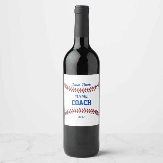 Coach Baseball Sport Wine Label (Front)