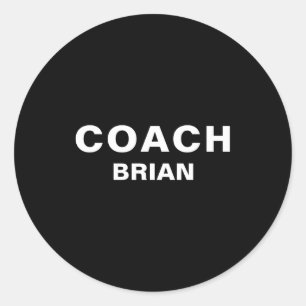 Coach black bold text t shirt classic round sticker