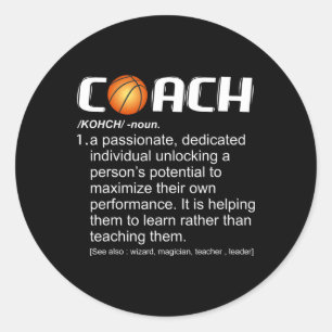 Coach Bysketbyll Coaching Gift Classic Round Sticker
