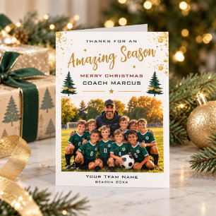 Coach Christmas Amazing Season Team Photo Thank You Card