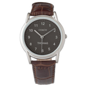 Coach Custom Name Typography Personalised Brown Watch