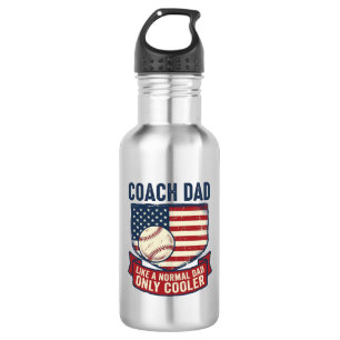 Coach Dad Baseball Patriotic Vintage T-Shirt Desig 532 Ml Water Bottle