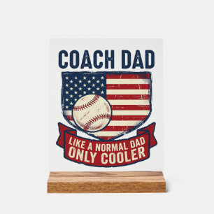 Coach Dad Baseball Patriotic Vintage T-Shirt Desig Acrylic Sign