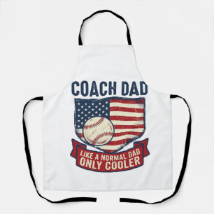 Coach Dad Baseball Patriotic Vintage T-Shirt Desig Apron