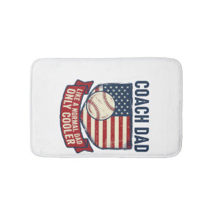 Coach Dad Baseball Patriotic Vintage T-Shirt Desig Bath Mat
