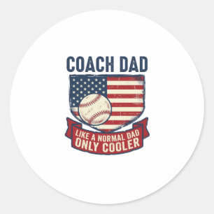 Coach Dad Baseball Patriotic Vintage T-Shirt Desig Classic Round Sticker