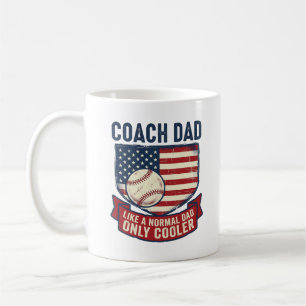 Coach Dad Baseball Patriotic Vintage T-Shirt Desig Coffee Mug