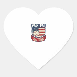 Coach Dad Baseball Patriotic Vintage T-Shirt Desig Heart Sticker