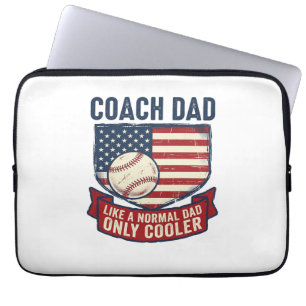 Coach Dad Baseball Patriotic Vintage T-Shirt Desig Laptop Sleeve