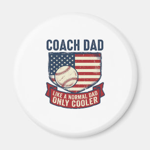 Coach Dad Baseball Patriotic Vintage T-Shirt Desig Magnet