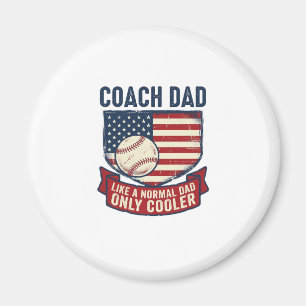 Coach Dad Baseball Patriotic Vintage T-Shirt Desig Magnet