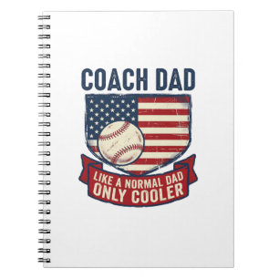 Coach Dad Baseball Patriotic Vintage T-Shirt Desig Notebook
