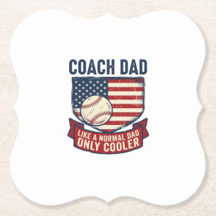 Coach Dad Baseball Patriotic Vintage T-Shirt Desig Paper Coaster