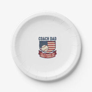 Coach Dad Baseball Patriotic Vintage T-Shirt Desig Paper Plate