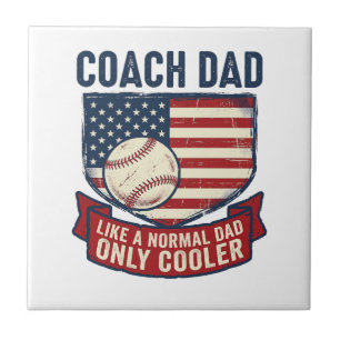 Coach Dad Baseball Patriotic Vintage T-Shirt Desig Tile
