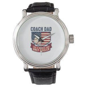Coach Dad Baseball Patriotic Vintage T-Shirt Desig Watch