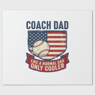 Coach Dad Baseball Patriotic Vintage T-Shirt Desig Wrapping Paper