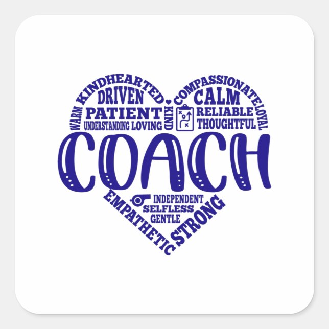 Coach, dance coach, appreciation, cheer square sticker (Front)