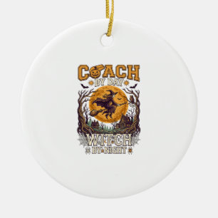 Coach Day Witch Night Haloween Flying Moon Spiders Ceramic Tree Decoration