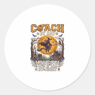 Coach Day Witch Night Haloween Flying Moon Spiders Classic Round Sticker