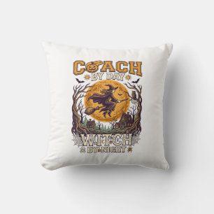 Coach Day Witch Night Haloween Flying Moon Spiders Cushion