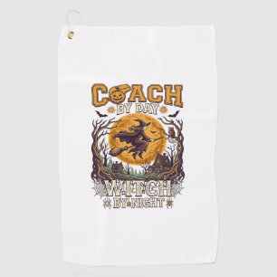 Coach Day Witch Night Haloween Flying Moon Spiders Golf Towel