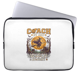Coach Day Witch Night Haloween Flying Moon Spiders Laptop Sleeve