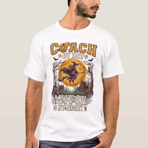 Coach Day Witch Night Haloween Flying Moon Spiders T-Shirt