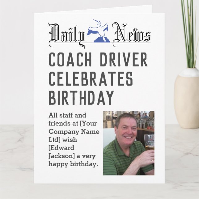 Coach Driver Birthday Card to Personalize (Front)
