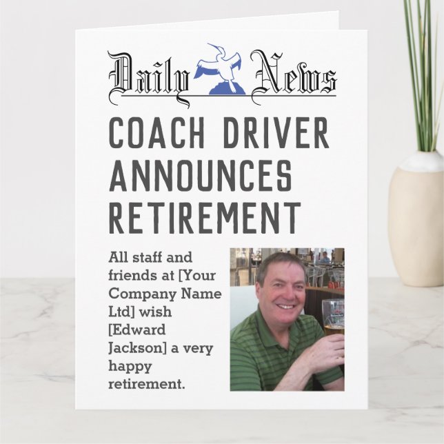 Coach Driver Retirement Card to Personalise (Front)