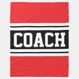 COACH Fun Bright Red Black White Racing Stripes Fleece Blanket