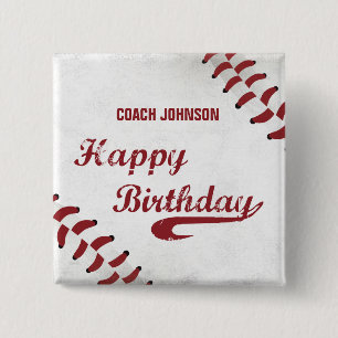 Coach Happy Birthday Large Grunge Baseball, Sport 15 Cm Square Badge
