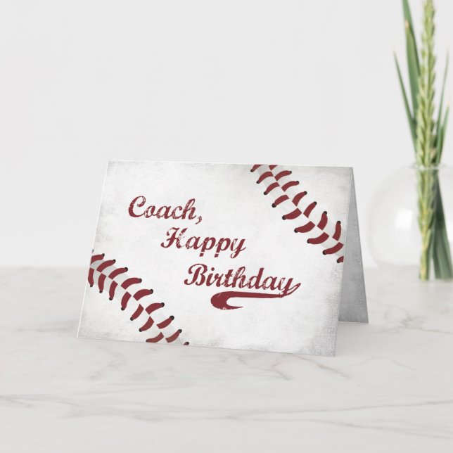 Coach Happy Birthday Large Grunge Baseball, Sport Card (Front)