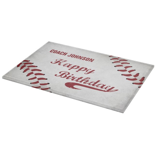 Coach Happy Birthday Large Grunge Baseball, Sport Cutting Board (Corner)