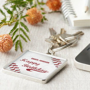 Coach Happy Birthday Large Grunge Baseball, Sport Key Ring