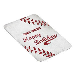 Coach Happy Birthday Large Grunge Baseball, Sport Magnet