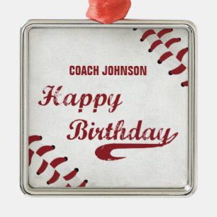 Coach Happy Birthday Large Grunge Baseball, Sport Metal Tree Decoration