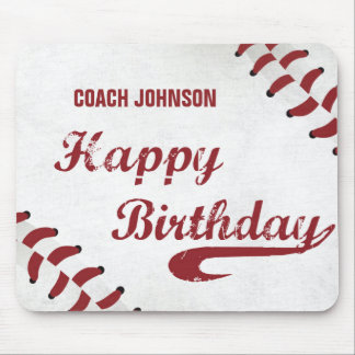 Coach Happy Birthday Large Grunge Baseball, Sport Mouse Mat