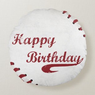 Coach Happy Birthday Large Grunge Baseball, Sport Round Cushion