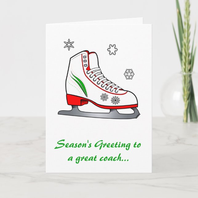 Coach Happy Holidays with Ice Skate Holiday Card (Front)