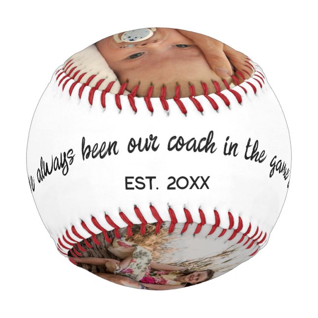 Coach in Life Custom Photo Collage Baseball (Back)