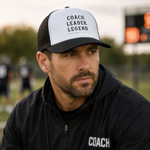 Coach Leader Legend Gold Typography Trucker Hat