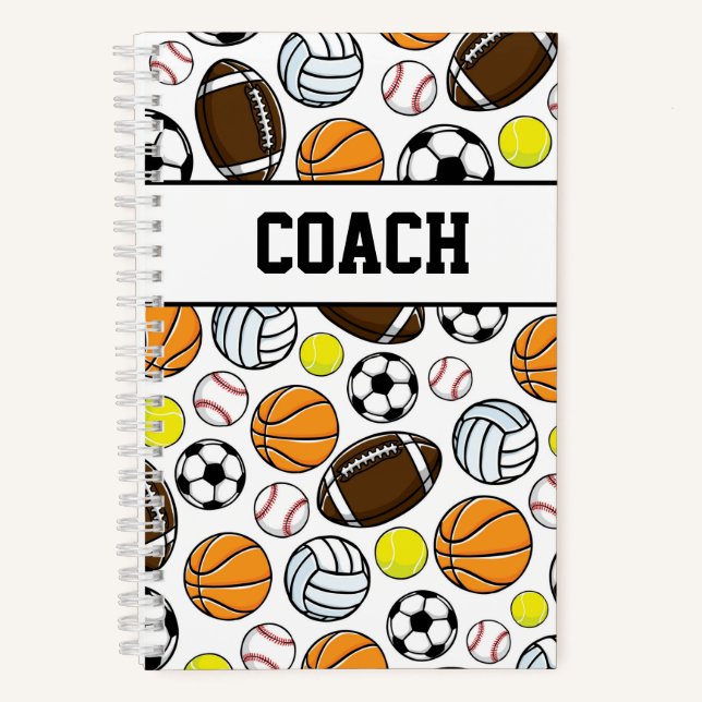 COACH Little League Multi Sports Balls Gift Notebook (Front)