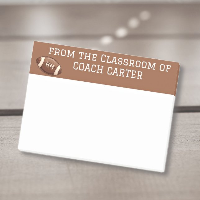 Coach Name Classroom, Football, Brown Border  Post-it Notes (Creator Uploaded)